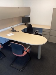 [#E8-89] U-shape desk w/ overhead cabinets &amp; corkboards