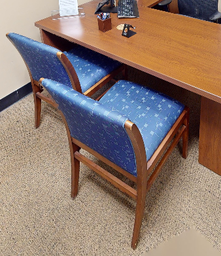 [#B9-8] Blue patterned no arms side chair