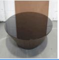 [#C9-98] 10X43" DIA, ROUND TABLE, GLASS TOP, WOOD BASE