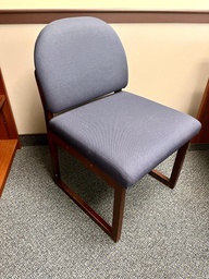 [#B8-59] Guest Chair - no arms navy with mahogany base