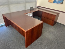 [#E7-155] U-Shaped Desk - mahogany