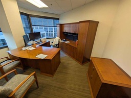 [#E6-68] Cherry wood L-shape desk – desk 36" d x 75" w, return 25" d x 66" w