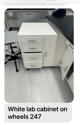 [#D20-247] White cabinet on wheels