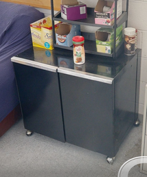[#D20-11] Mobile cabinet/cart, metal, blk