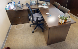 [#E6-5] Brown L-shaped desk