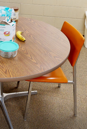 [#B8-10] Orange side chair no arms