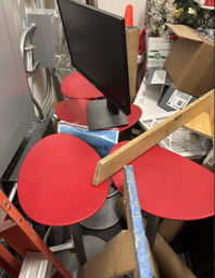 [#B1-4] Red Backless Stools