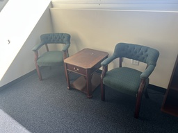 [#B9-12] Blue Side Chairs &amp; Side Table