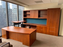 [#E9-7] U Shaped Desk w/ Overhead Right