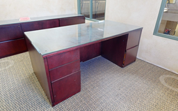 [#E4-11] Desk w Glass Top (also see matching credenza)