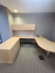 [#E9-46] U shape desk w/hoverhangin comp+ ped (photo representation)