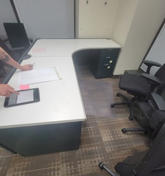 [#E6-84] L shape desk -green