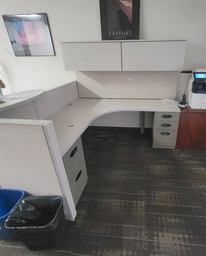 [#A1-165] L shape desk w/hoverhanging comp+ped w/m