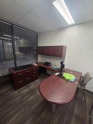 [#E9-274] u shape desk with credenza overhang hutch