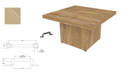 [#C3-18] Coffee Table With Wood Base 610mmW x 610mmD x 386mmH - top only