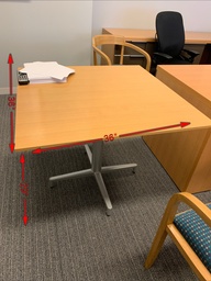 [#C5-42] Wooden Square Table with Metal Base (36x36x29)