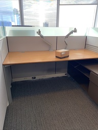 [#A6-50] Workstation Wall - Grey Fabric with Electrical Connection (42x30x3)