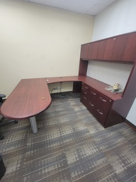 [#E7-558] U shape desk w/hoverhangin comp/wood