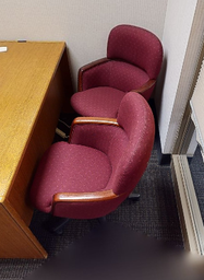 [#B9-33] Guest Chair - Red, on Wheels