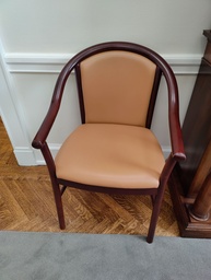 [#B8-53] Wood Chair Brown Leather