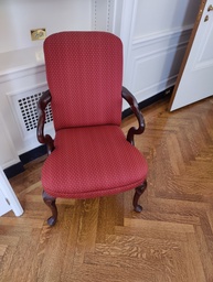 [#B8-59] Wood Chair Red Fabric
