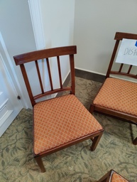 [#B8-122] Wood Chair Orange Fabric