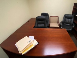 [#E6-13] Red Wood L Shaped Desk