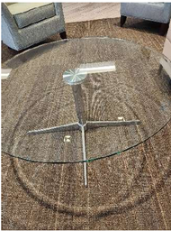 [#C3-70] Round Glass Table, Metal Base