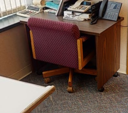 [#B9-6] Guest Chair - Red, On Wheels