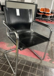 [#B8-8] Sled Chair - Black Leather