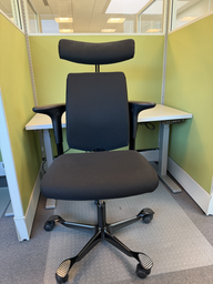 [#B13-15] All Black Upholstered Task Chair w/ headrest