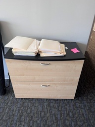 [#D6] Blk top / light wood drawers front