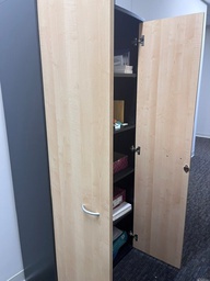 [#D4] Cabinet- Blk with light wood doors