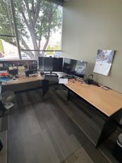 [#E6-166] BLACK AND MAPLE L DESK