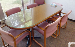 [#C5-52] Small glass top conference table 