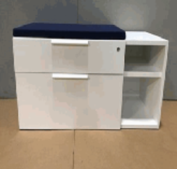 [#D19-93] Credenzas, Unit Assembly Credenza, HAB Mockup, Box/File, Open Shelf, Cushion Seat, 41.75Wx21Dx22H