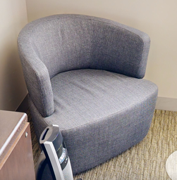 [#B12-8] Grey round lounge chair