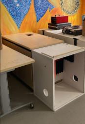 [#D20-5] Wooden Cabinet with Square Cutout on Top