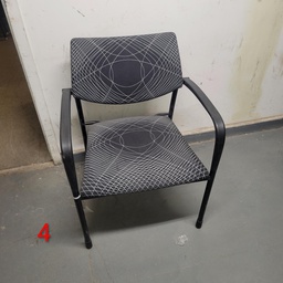 [#B8-4] Black and White Patterned Fabric Guest Chair