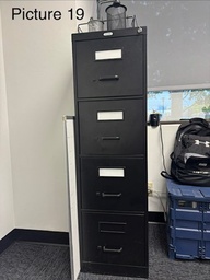 [#D11-19] black filing cabinet