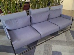 [#B7-6] Blue fabric 3 seater sofa