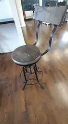 [#B1-56] Tall black metal antique-effect stool