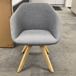 [#B9-10] Allermuir ArmchairLight grey fabric upholsteryWooden 4-Legs