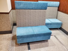 [#B12-57] Blue Lounge Chair, 2-Seater