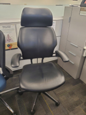 [#B13-73] Black Leather Highback Task Chair