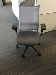 [#B13-124] Grey Mesh Back Task Chair with Arms