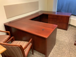 [#E7-59] Executive "U" Group, Transitional. Desk w/ Box Box File, Center Drawer, Bridge, Credenza, Right Hand
Mahogany
