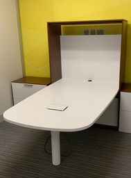 [#00-33] Herman Millker Canvas Group, Conference Huddle Table, Trapezoid, 36x78x48 w/ Conference Video Shell