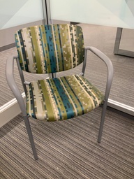 [#00-62] Guest Chair, Post Leg, Stacking, Upholstered Seat and Back, with Arms