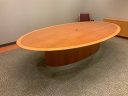 [#C7-85] Contemporary Conference Table, 72x120, 2 Pc Top, Oval Base